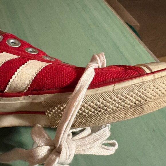Vintage 70s Adidas Die Marke Mit Den Taiwan Red Sneakers Size 12.5 - Picture 9 of 16